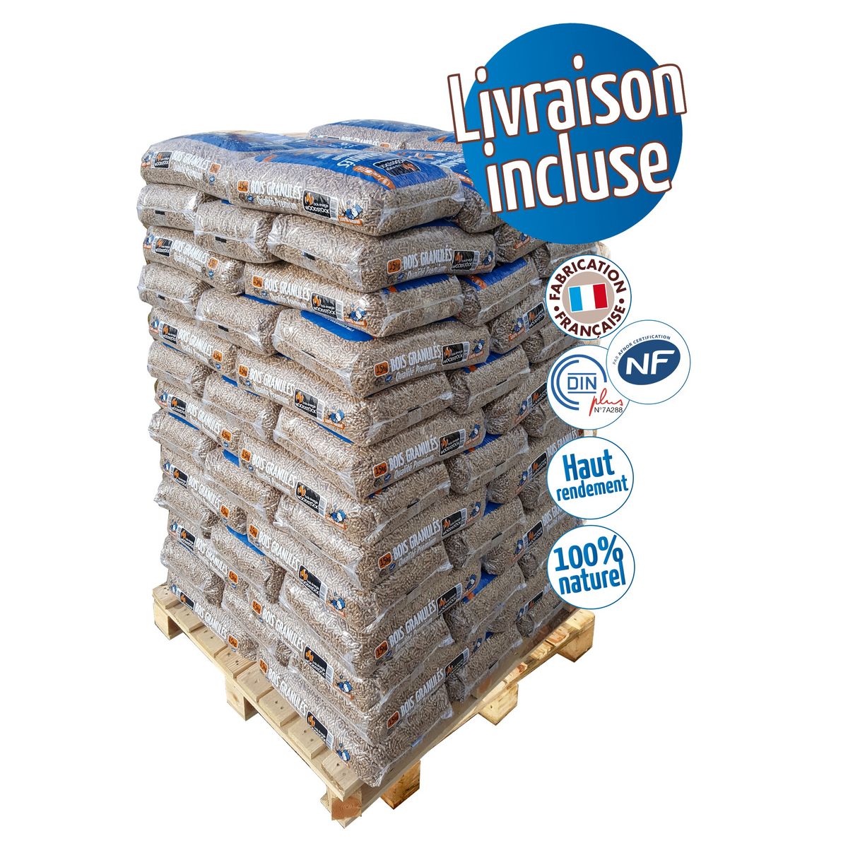 WOODSTOCK Holzpellets – 1 Palette mit 78 Säcken à 15 kg