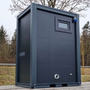 Mobiler Toilettencontainer - WC mit Waschbecken Pissoir und Durchlauferhitzer - Anthrazit